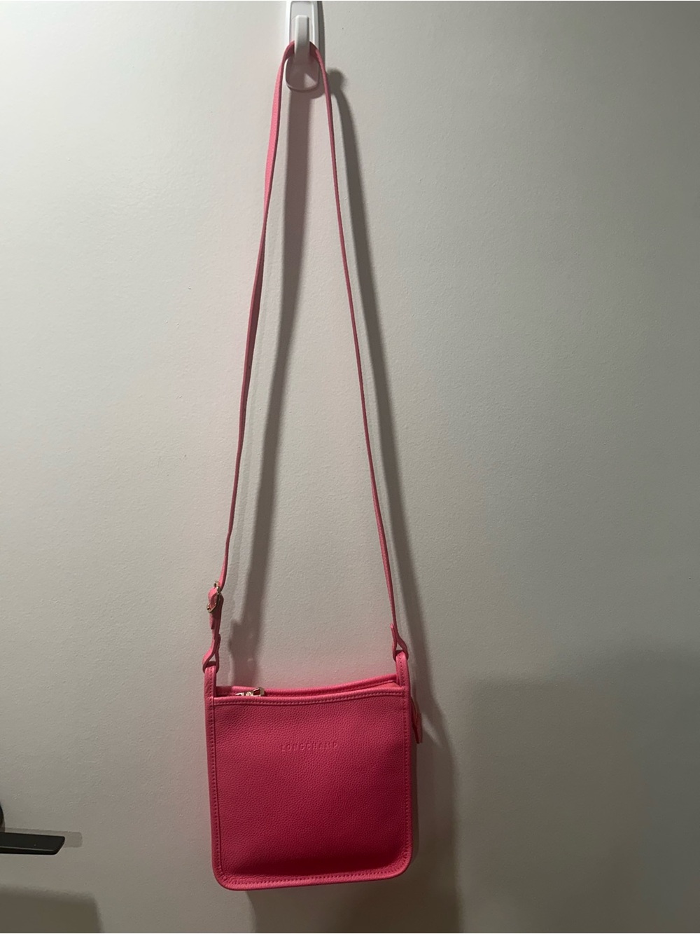 Longchamp Le Foulonné Small Leather Crossbody in Candy Pink - Made in France